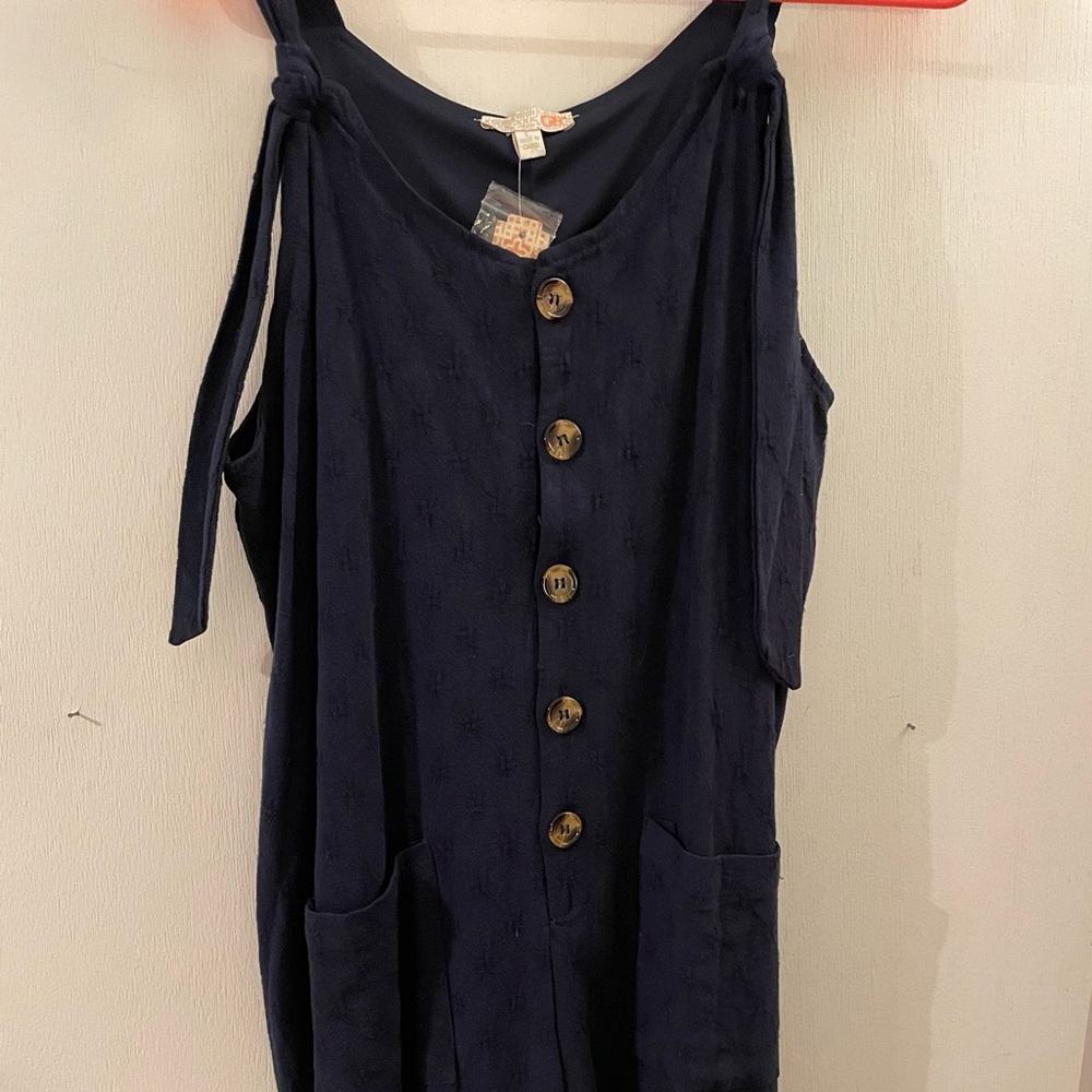 Navy linen romper